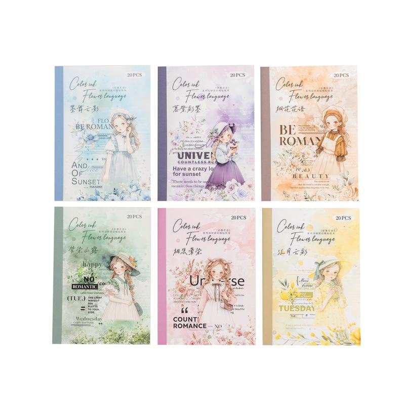 20Pcs Set Ink Wash Blending Sticker Book Gradient Color Laptop Phone Case Decor Decals