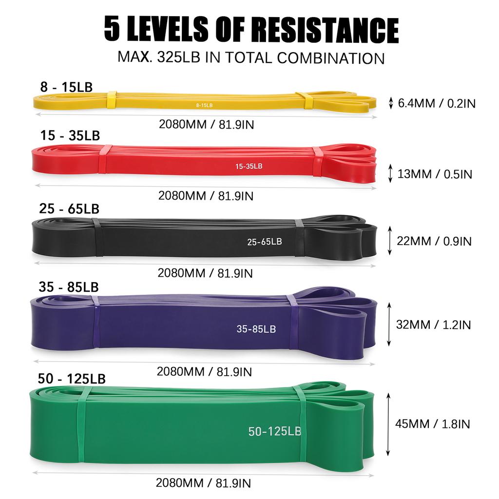 Pull Up Assist Bands Collection Resistance Loop Bands Powerlifting Workout Exercise Stretch Bands with Carry Carryall