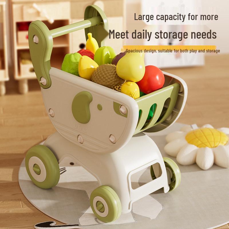 Kids' Grocery Shopping Cart Toy with Fruits & Vegetables - Interactive Role-Play for Boys & Girls