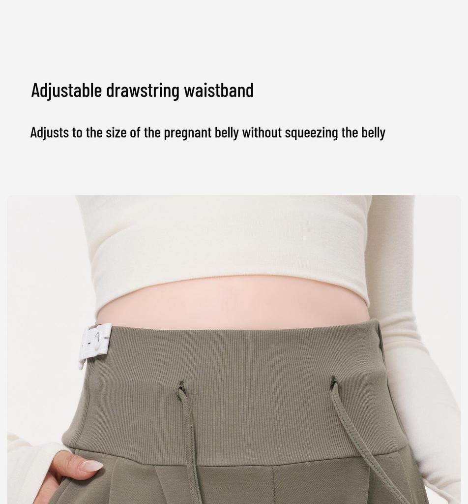 Masanon 2025 Maternity Wide-Leg Drawstring Pants – Comfortable Autumn Wear
