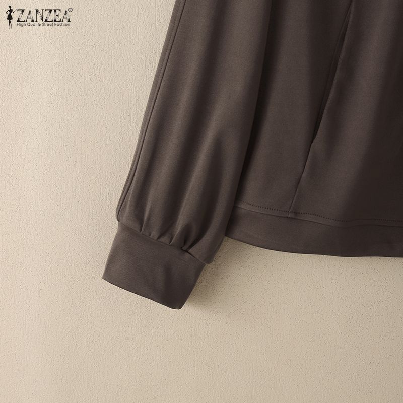 ZANZEA Women Casual Stand Collar Long Sleeve Thin Zipper Jackets