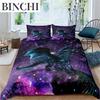 Dragon Purple Nebula Duvet Cover Mysterious Outer Space Comforter Cover Trippy Bedding Set For Kids Boys Girls Teens Room Decor