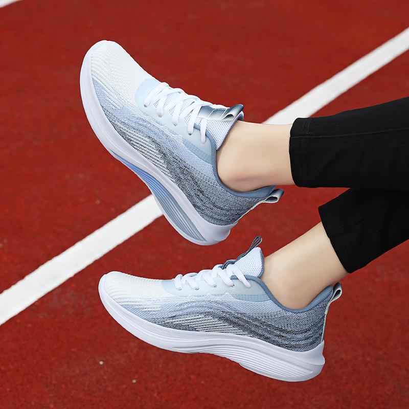 Breathable Knitted Running Shoes Unisex Lightweight Soft Sole Sneakers Non-slip Comfort Casual Trainers for Jogging Walking Fitness