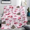 Contemporary Pink Christmas Print Throw Blanket - Soft Comfortable, All-Season Portable Knitted Polyester Throw for Sofa