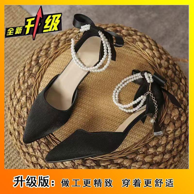 Fairy wind single shoes female autumn 2025 thin heel temperament evening wind sandals comfortable not tired feet French pointed high heels