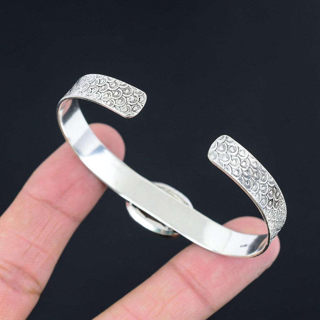 Oval Pink Opal Stone Unique Birthday Art Deco New Bangle Jewelry Sterling Silver