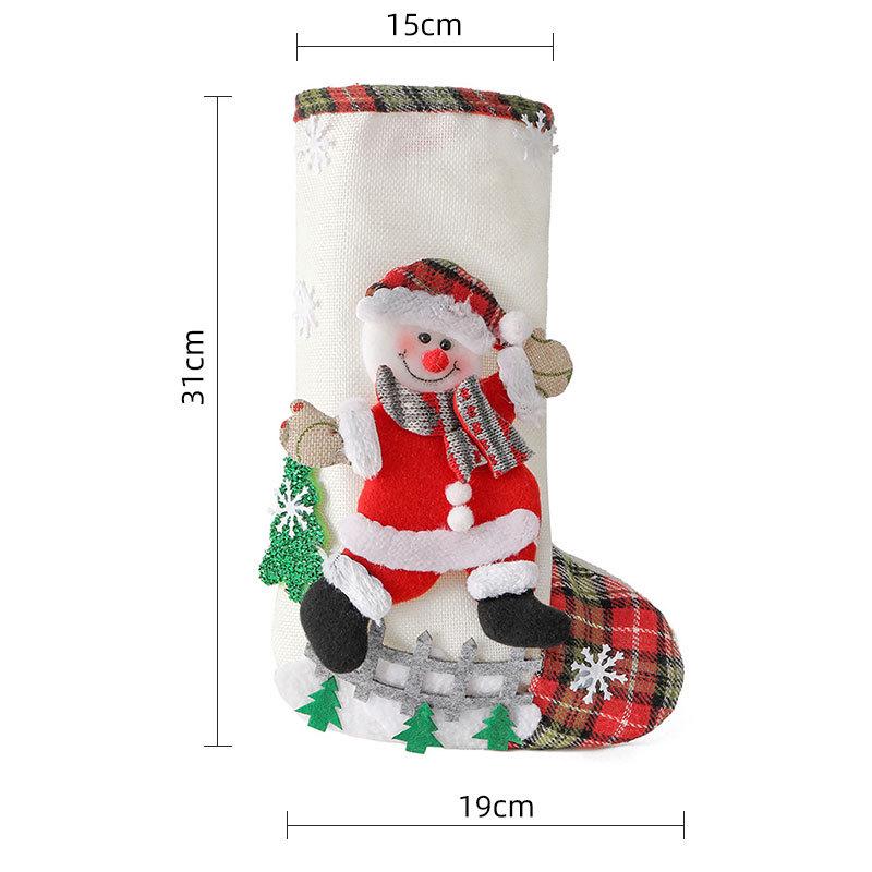 Large Linen Christmas Stocking & Gift Bag Set for Decorations