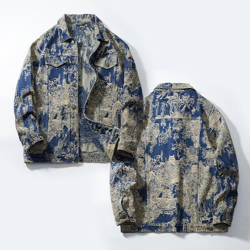 2025 Spring & Autumn Unisex High-End Jacquard Denim Jackets - American High Street Style