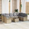 VidaXL 10-Piece Garden Sofa Set with Cushions Black Poly Rattan 3345530