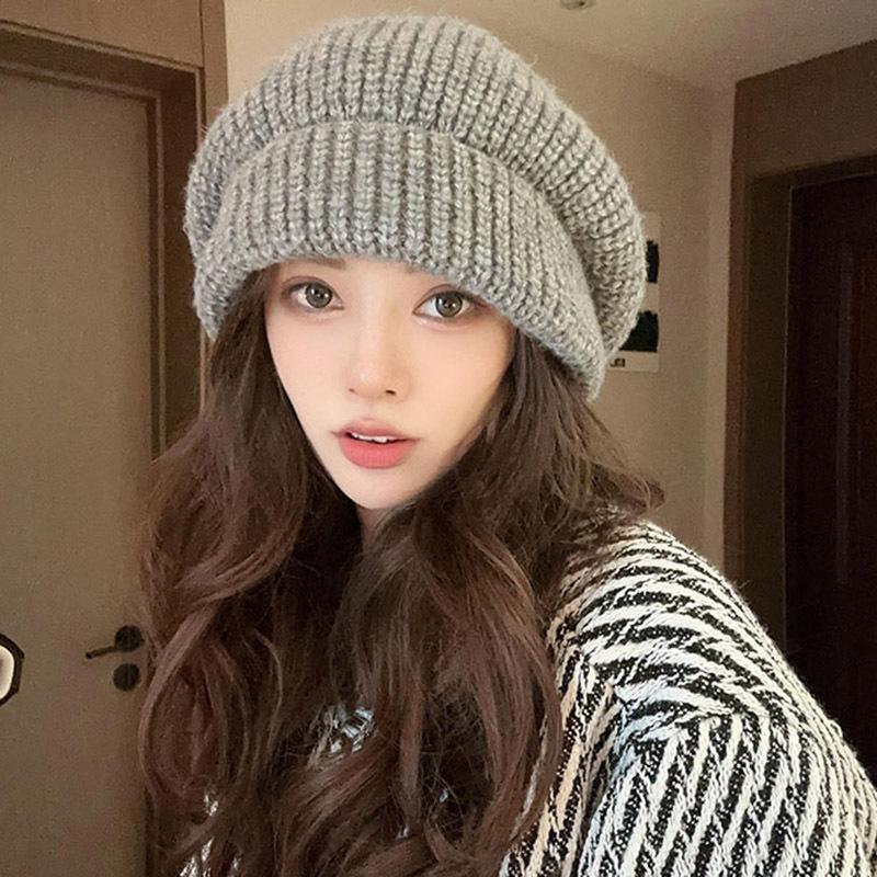 Knitted Fisherman's Hat Women's Autumn and Winter Loose Warm Beret Pile Hat Wool Hat