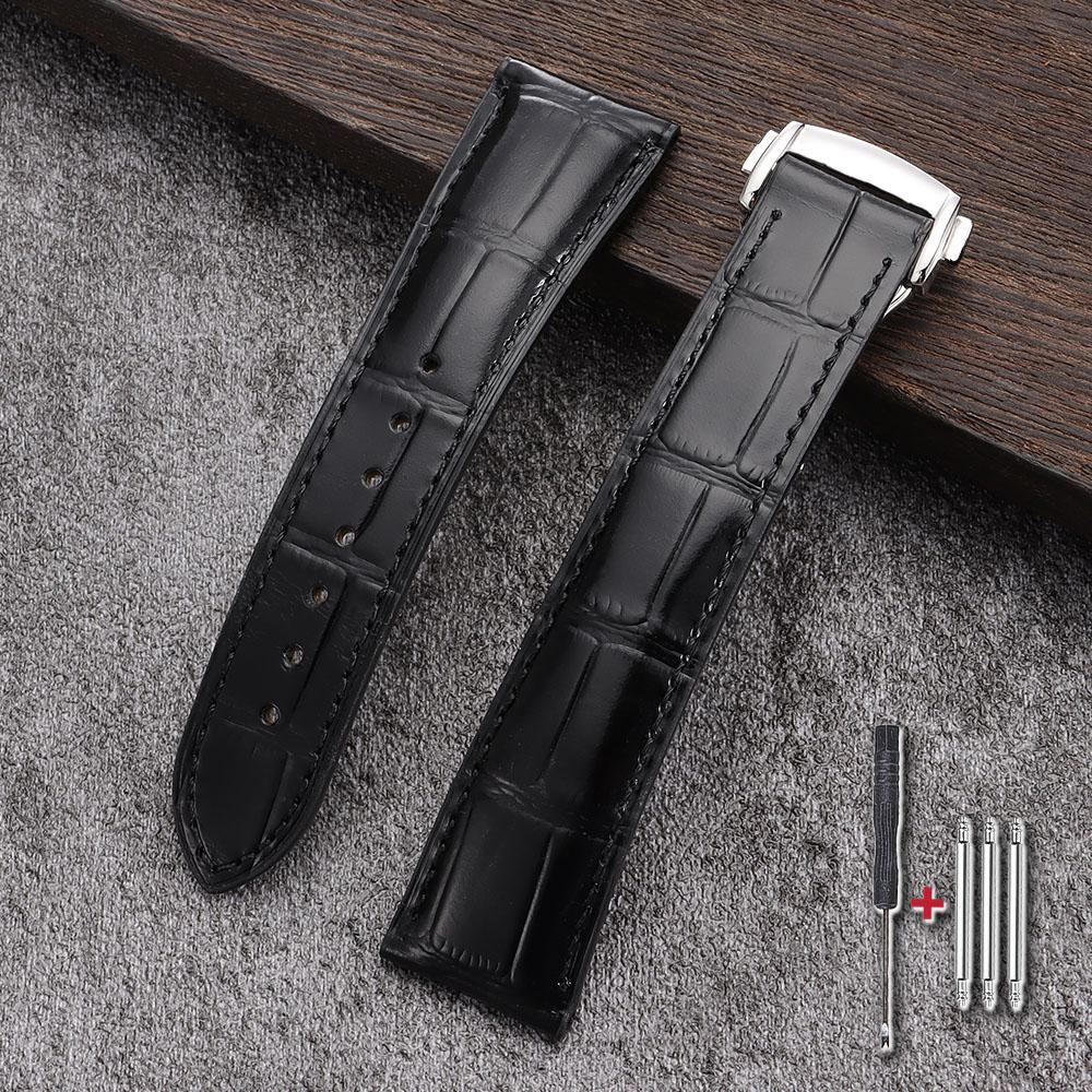 19mm 20mm 21mm 22mm for Omega Seamster Watch Original Leather Watch Strap Solid Steel Deployant Clasp Bamboo Leather Watch Bands