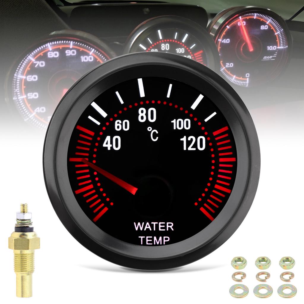 Universal 52 mm 12V Car Water Temperature Gauge 40 - 120 Degree Celsius Water Temp Meter for Car / Boat / Truck / ATV with Temperature Sensor