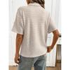 2026 Women's Turn-down Collar Solid Color Knitted Pullover Loose Short Sleeve Casual T-shirt
