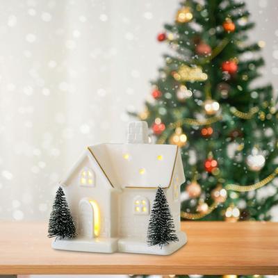Noel Dekorasyonu Işıklı Heykel Seramik Noel Süsü Masaüstü Heykelcik Mağaza Vitrini Masaüstü için