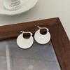 ANENJERY Silver Color Geometric Texture Stripe Hoop Earrings for Women Simple Niche Design Jewelry Accessories