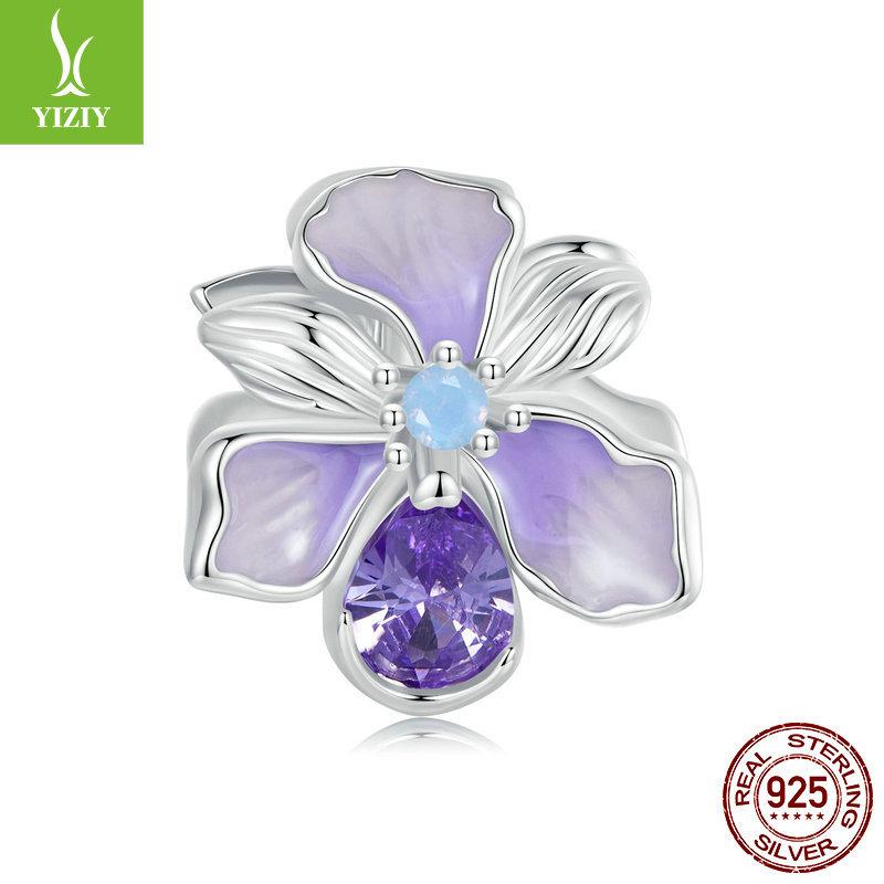 Purple Iris Series Diy Bracelet Beaded, Romantic And Elegant S925 Sterling Silver Pendant Accessories