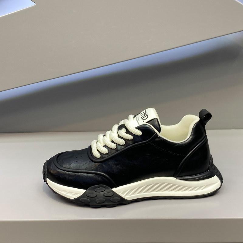 Herbst neue dicke Sohle Low-Top Dad Shoes Leder Schnürung rutschfest Retro Freizeitschuhe