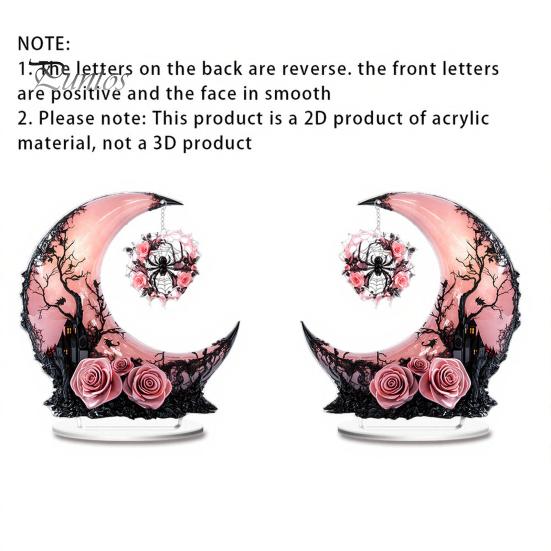 Cute Witchy Desk Accessories Halloween Dark Style Table Decorations, Acrylic Pink And Black Gothic Centerpiece, Fashionable Store Window Ornaments