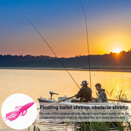 Shrimp Lure Fishing Bait with Twin Ridge Tails Realistic Looking Bright Color Portable Soft Bait Artificial Shrimp Lure