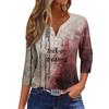 Damesmode Casual Halloween Print V-hals Korte Mouw Decoratieve Knop Driekwart Mouw T-shirt Top