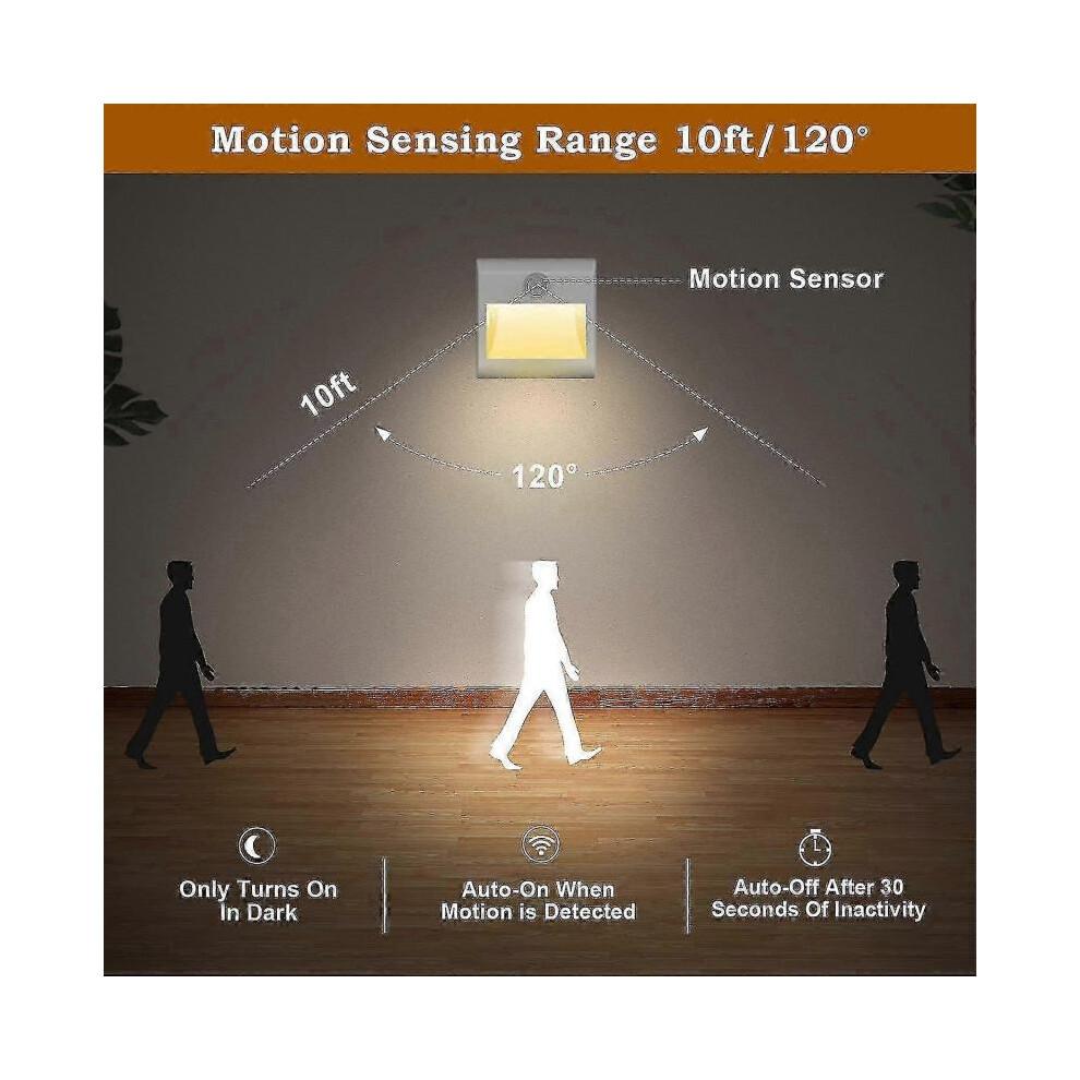 [2 Pack] Night Light with Motion Sensor Closet Lamp with 3 Lighting Modes (auto/on/off) for Stairs, Hallway, Wardrobe, Warm White [energy Class A++]