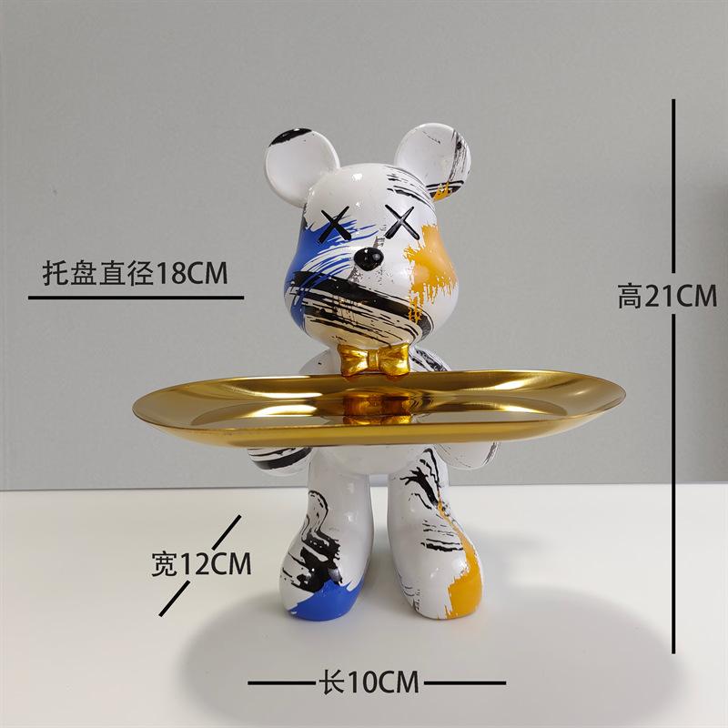 [2025 New] Cartoon Bear Tray Decor - Luxury Entryway Key Organizer, Multi-Function Resin Catchall for Living Room