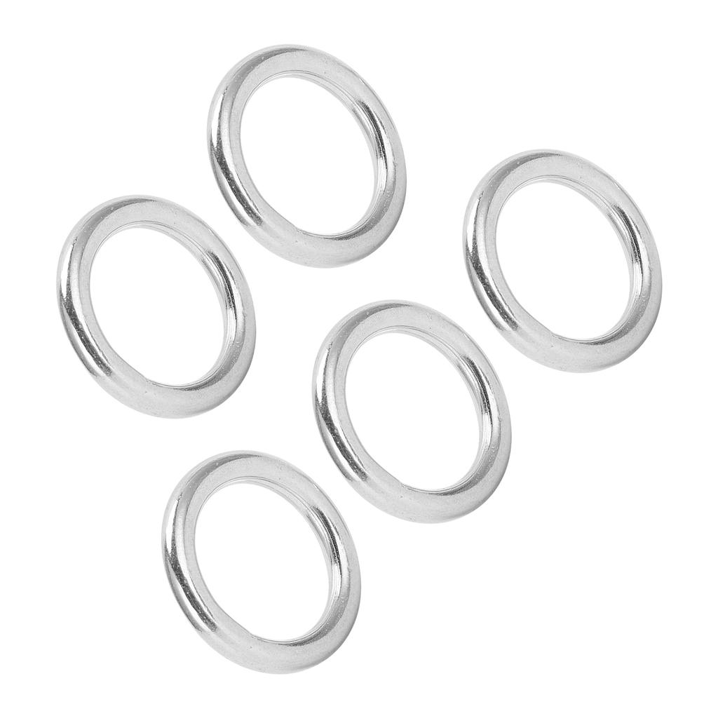 5pcs Round Rings Welded Stainless Steel Durable Sturdy Hoop for Navigation Boats Outdoor3x20mm