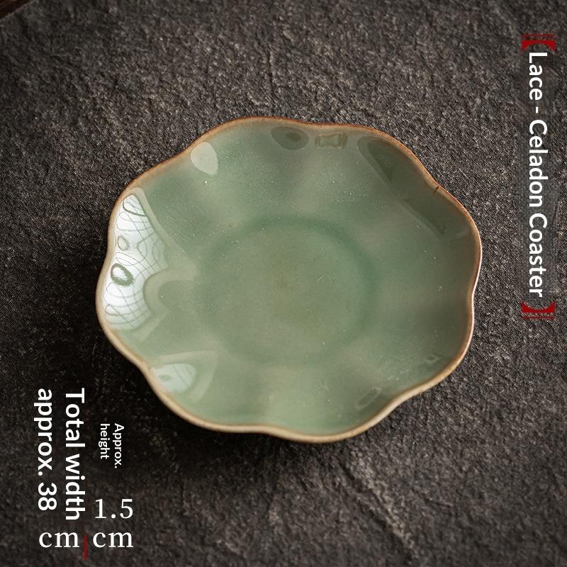 Celadon Tea Coaster Ceramic Lotus Leaf Coaster Accessories Tea Mat Non-slip Oven Mitts Tea Holder