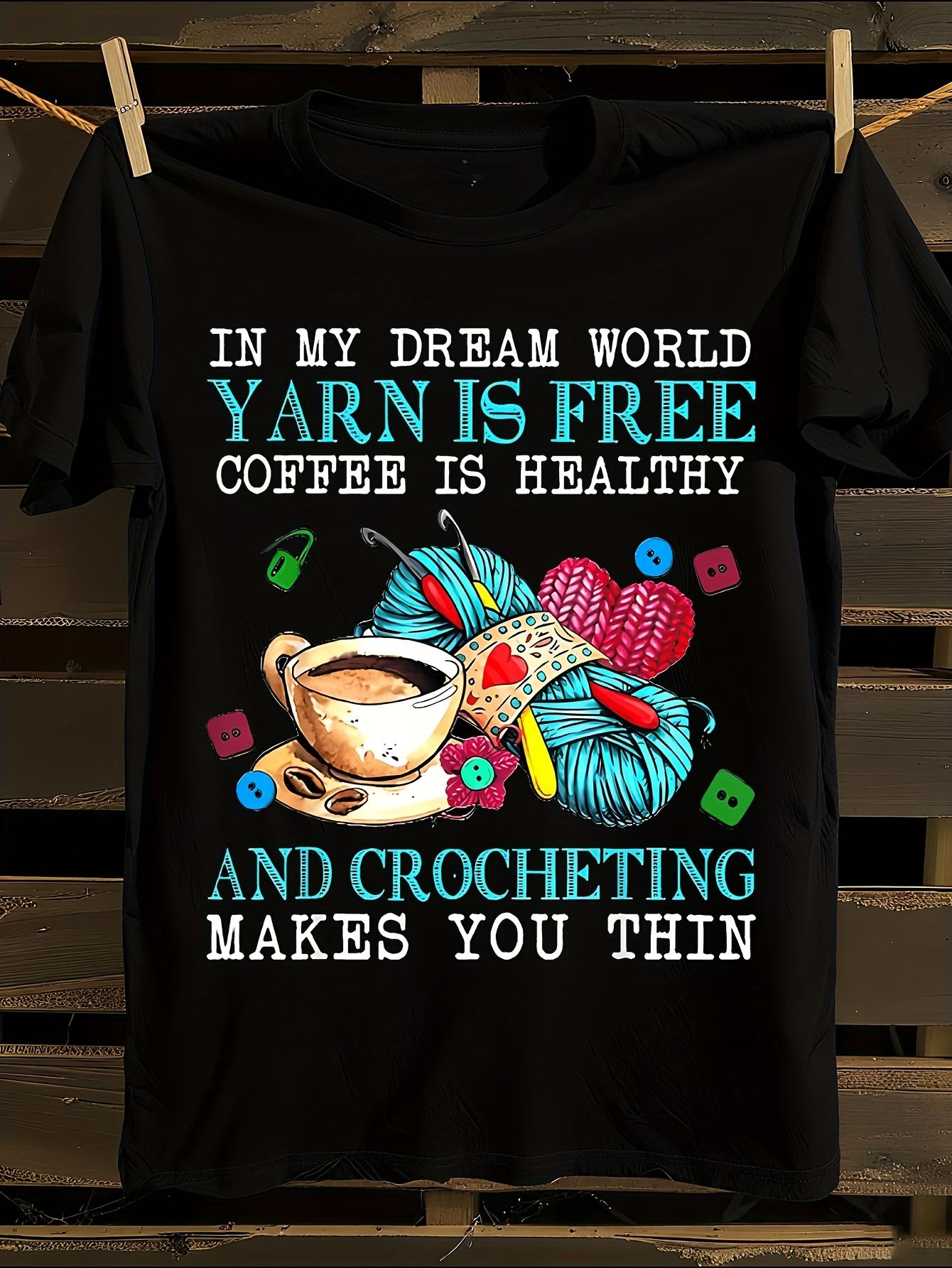 Funny Crochet and Coffee Lover Graphic T-shirt M