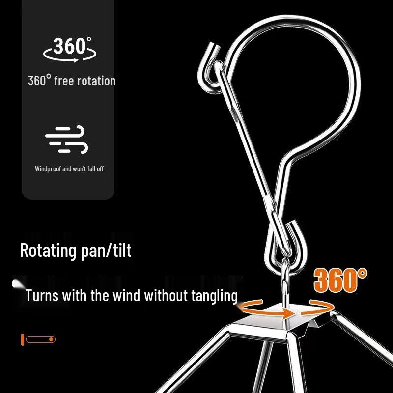 Rotating Stainless Steel Sock Drying Rack with Anti-Drop Pegs for Home and Dormitory Use