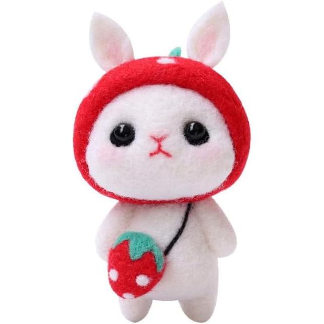TEHAUX Wool Felt Kit Beginner Rabbit Stuffed Animal Handmade Kit Needle Felt Children Craft Kit Girls Tools
