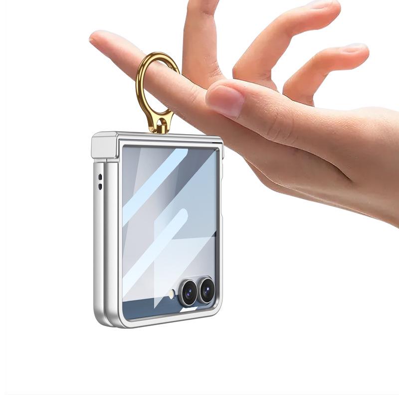 Samsung Z Flip7 Ultra cienkie etui na składany telefon z ochroną zawiasu, modny magnetyczny pierścień i kompatybilnością z ładowaniem bezprzewodowym