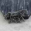 Fashion Antique Silver Openwork Alloy Horse Pony Brooch Animal Pin Brooch Unisex Corsage Badge Clothing Suit Jewelry Accessories