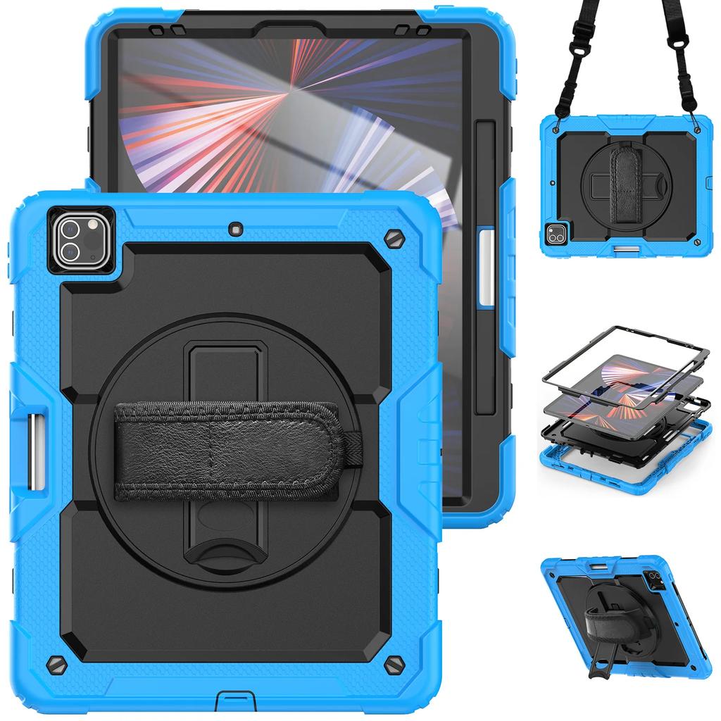 For iPad Pro 11 12.9 13 Inch Case Shockproof Stand Tablet Cover iPad Air 11 4 5 10.9 10th 11th Generation Cases+PET Screen+Strap