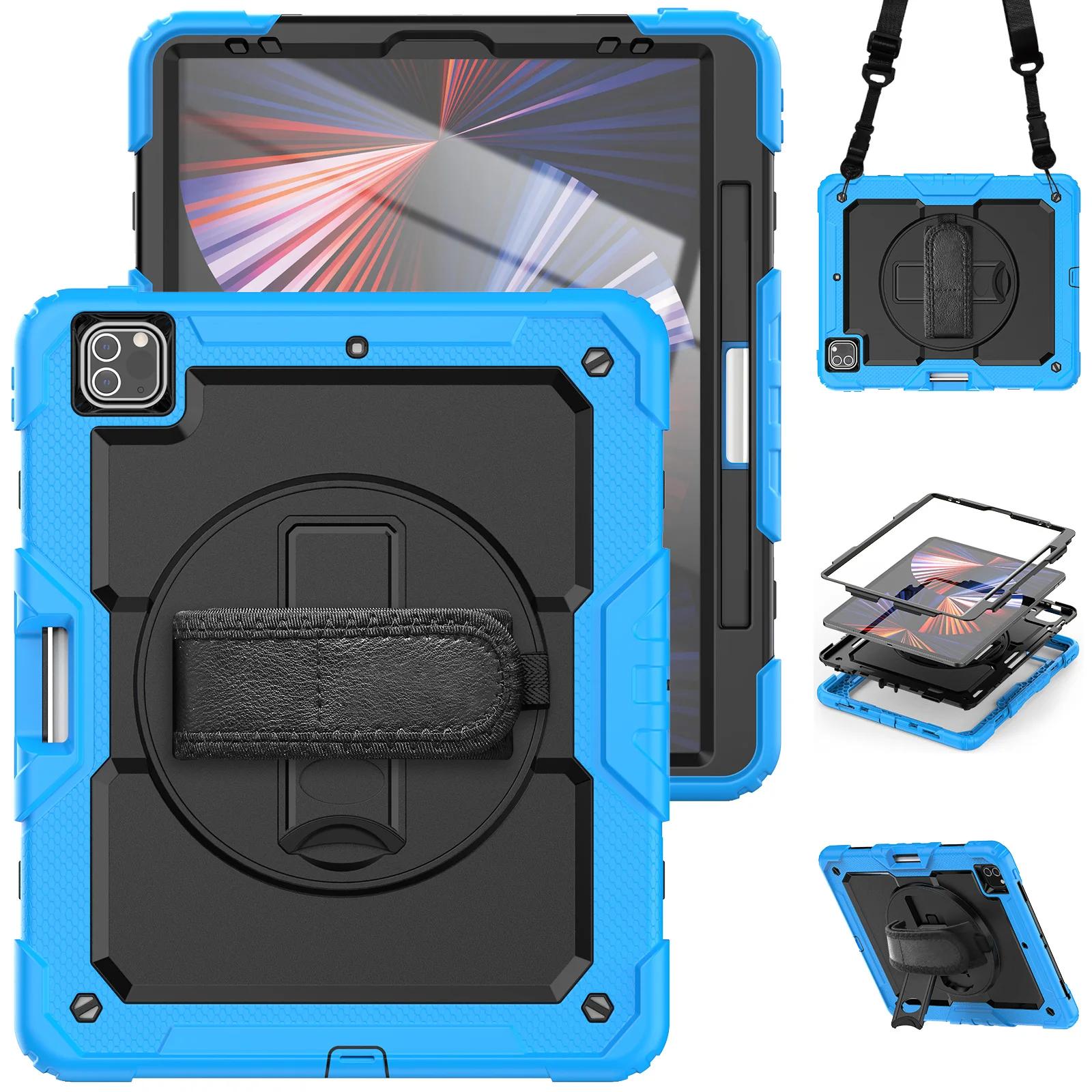 Pour iPad Pro 11 12.9 13 pouces Coque Antichoc Support Housse Tablette iPad Air 11 4 5 10.9 10ème 11ème Génération Coques+Écran PET+Sangle iPad Pro 9.7