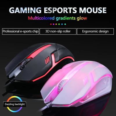 USB Wired Gaming Mouse LED RGB Ergonomic 1200DPI 3 Buttons High Precision Mute Desktop Computer Office Optical Mouse PC Accessories