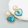 Women Retro Drop Earrings Titanium Steel Alloy Pendant Earrings Acrylic Colorful Resin Bead Heart Shape Geometric Ear Ornaments
