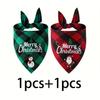 Christmas Dog Bandana - Triangle Scarf with Santa Claus and Letter Graphic for Pet Holiday Parties