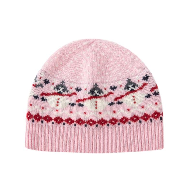100% Pure Cashmere Warm Knit Unisex Hat One Size розовый
