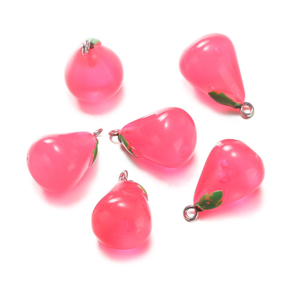 10Pcs 15x24mm Jelly Colored 3D Pear Resin Charms Pendants for Earrings Necklace Keychain Charms DIY Jewelry Making Accessories