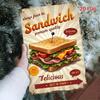 Vintage Sandwich Shop Metal Tin Sign  HeavyDuty Iron Retro Diner Wall Decor with Sandwich Board Design  Garage for Man Cave