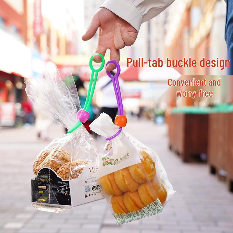 Colorful Snack Sealing Rope with Multifunctional Tie and Pull Ring Buckle for Food Preservation