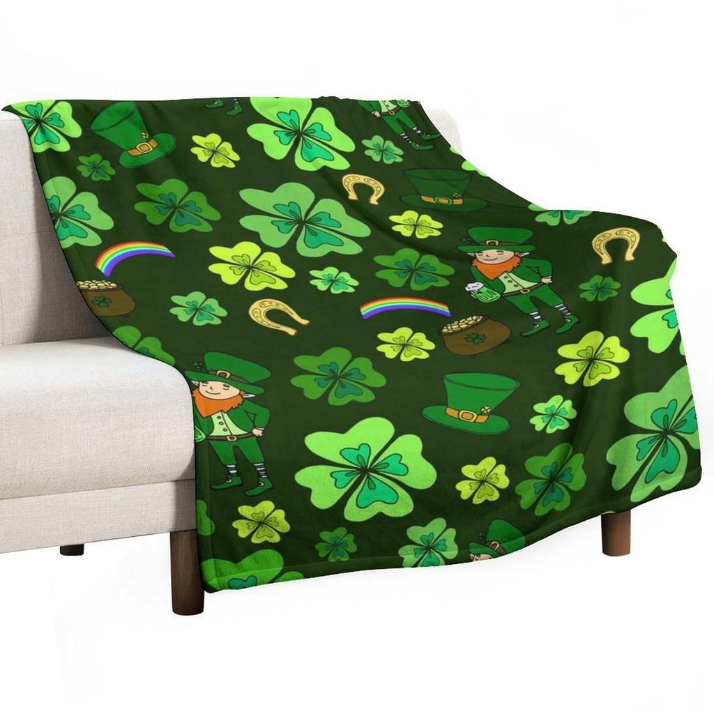 St. Patrick's Day Series digital-printed polyester Bedroom velvet flannel cover blanket Fleece soft sofa cover blankets for beds