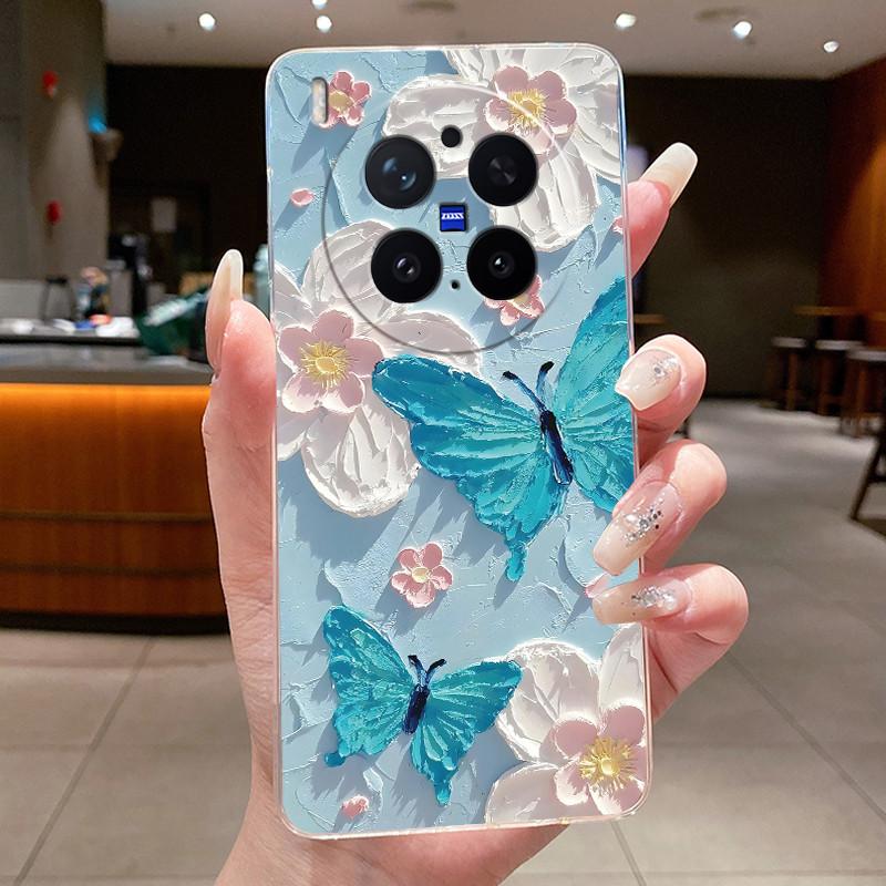 

Phone Case For Vivo X300 Pro Funda Capa Butterfly Bow Protective Casing Transparent Soft Silicone TPU Cover Coque vivo X300 Pro