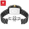 Tonneau Chronograph Men's Watches 30m Waterproof Quartz Original Wristwatch Stainless Steel Luminous Watch