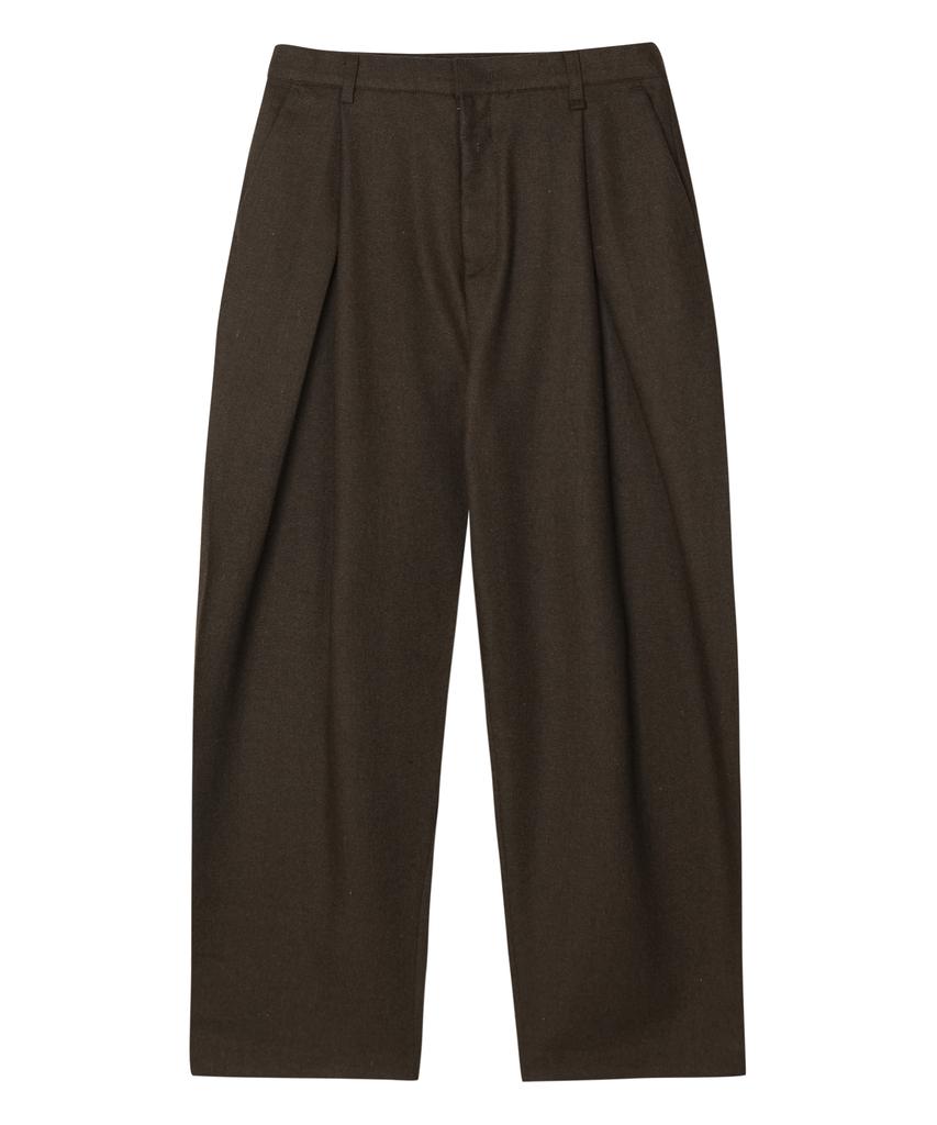 NOISE Wool Flannel Slit Wide Slacks - Brown