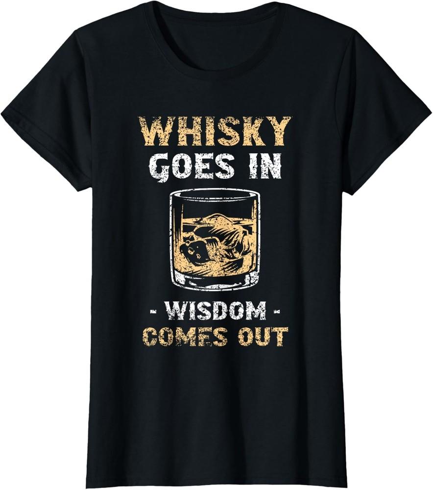 Виски Входит Мудрость Приходит Пей Выпивка Подарок Женская Футболка с Круглым Вырезом Унисекс Футболка L