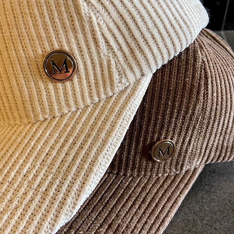 Hat Women's Autumn and Winter Versatile Baseball Cap Ins Niche Trendy Korean Version Versatile Letter Corduroy Baseball Cap Men