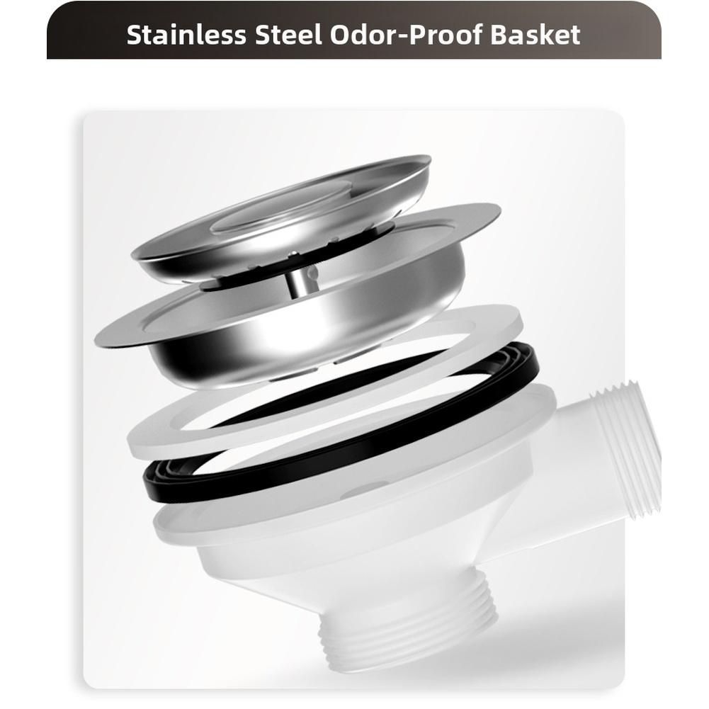 Overflow Protected Kitchen Sink Drain Downcomer 110114MM Stainless Steel Strainer with Pull Up Drain Mechanism