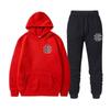Unisex Casual Hooded Fleece-Lined Sweatshirt Pants Set Sporty Solid Color Outfit Fall